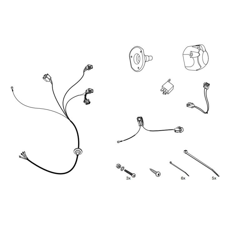 Hitch Receiver Wiring Harness 7 PIN, Hak-System, Mitsubishi Pajero 2006 - 2021 - EDK.ro
