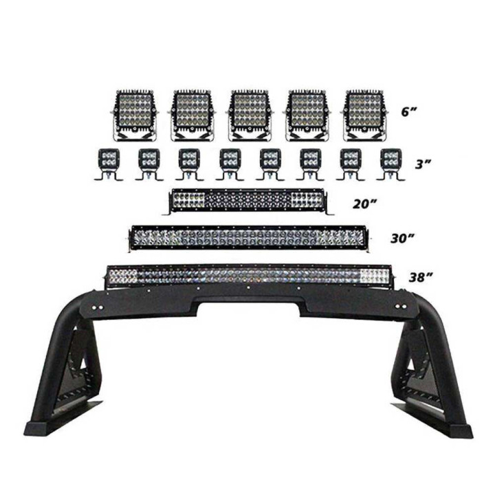 Stainless Steel Rollbar, Go Rhino Sport Bar 2.0 with Power Actuated Retractable Light - EDK.ro