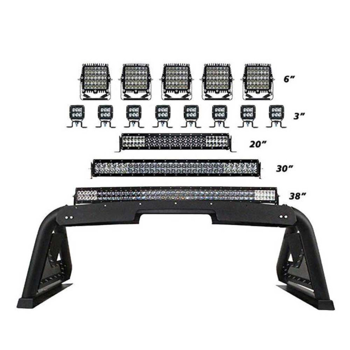 Rollbar Inox, Go Rhino Sport Bar 2.0 cu Lumină Rabatabilă Electric - EDK.ro