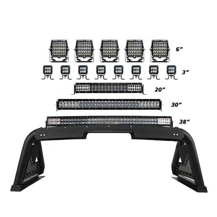 Rollbar Inox, Go Rhino Sport Bar 2.0 cu Lumină Rabatabilă Electric - EDK.ro