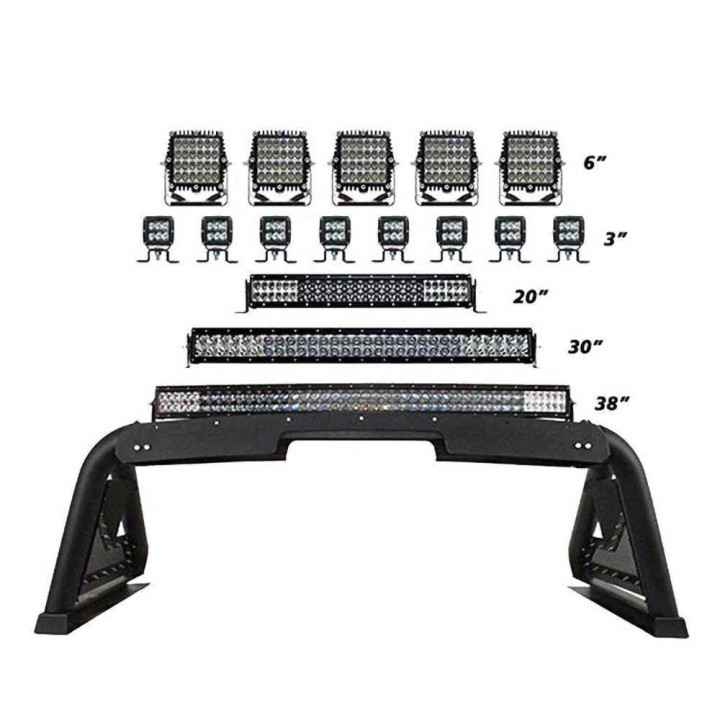 Stainless Steel Rollbar, Go Rhino Sport Bar 2.0 with Power Actuated Retractable Light - EDK.ro