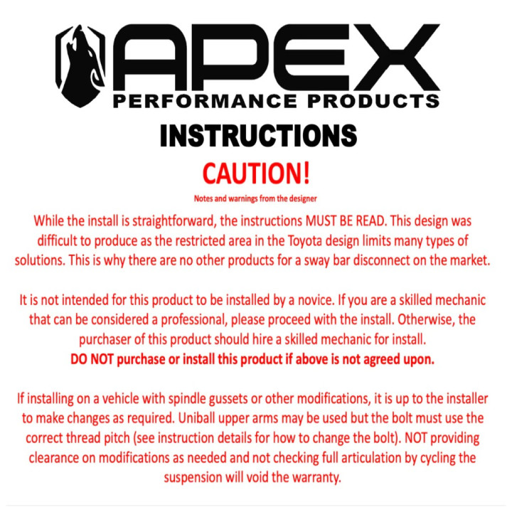 Bielete Bară Antiruliu Față cu Deconectare Rapidă M14x2.0, Apex KwikLynx, Toyota 4Runner 2003 - 2024, Toyota FJ Cruiser 2006 - 2