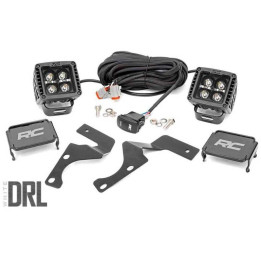 EC Approved LED Projector Integration Kit for Hood, Rough Country LED lights 2" square White DRL Black Series, Toyota 4Runner 20