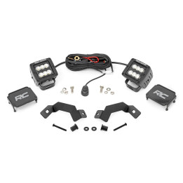 EC Approved LED Projector Integration Kit for Hood, Rough Country Lower windshield LED 2" kit Flood Beam Black Series, Toyota La