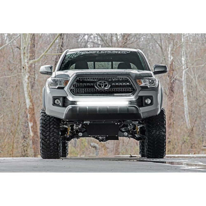 EC Approved LED Projector Integration Kit for Front Bumper, Rough Country LED light bar 30" White DRL Black Series, Toyota Tacom