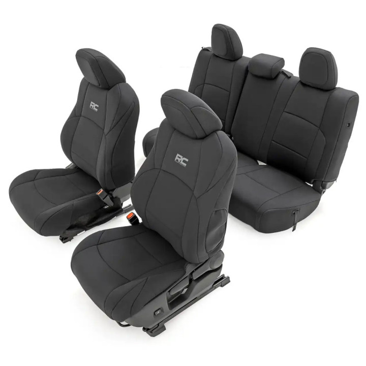 Seat Cover Set Neoprene Black, Rough Country Double Cab, Toyota Tacoma 2024 - Present - EDK.ro