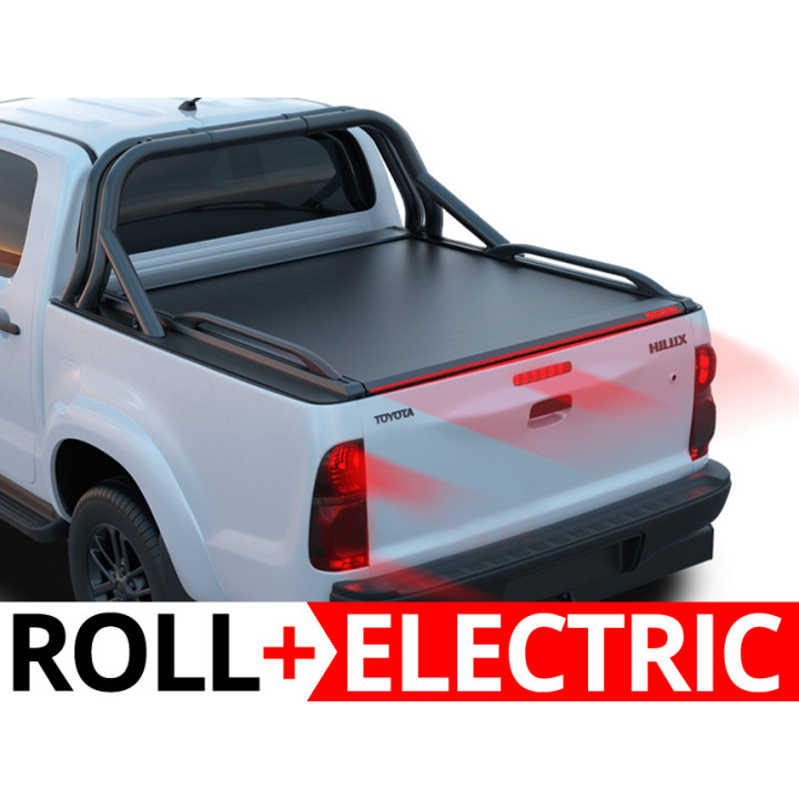 Electronically Assisted Roll Top Tonneau Bed Cover, Tessera 4x4 Roll+, Toyota Hilux with OEM Rollbar 2005 - 2016 - EDK.ro