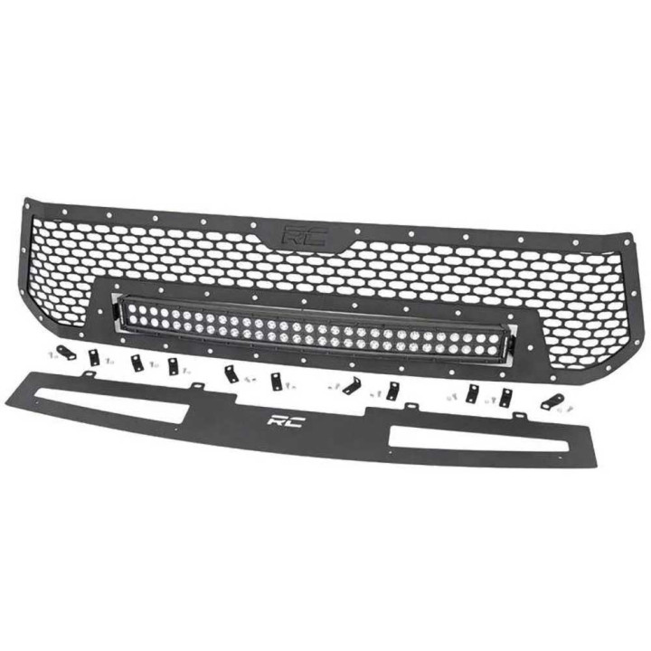 Mesh Grille with 30 Inch LED Light Bar Dual Row Black Series, Rough Country, Toyota Tundra 2014 - 2021 - EDK.ro