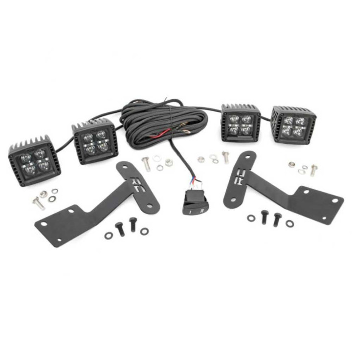 EC Approved LED Projector Integration Kit for Hood, Rough Country Lower windshield LED 2" kit White DRL Black Series, Toyota Tun