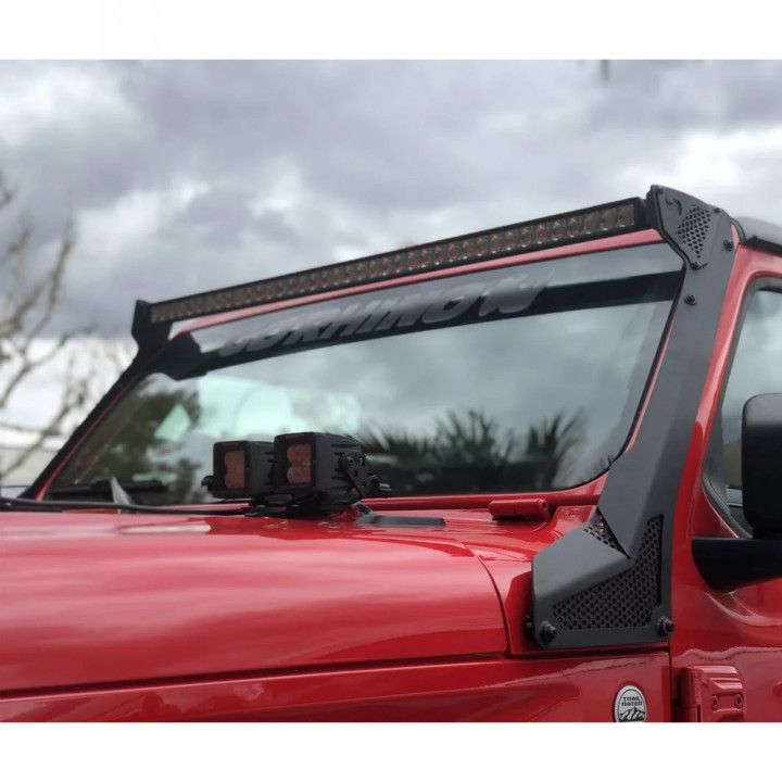 Kit de Integrare Proiectoare LED Omologate Pentru Parbriz, Go Rhino LED light bar 50 " dual row with windshield light mount brac