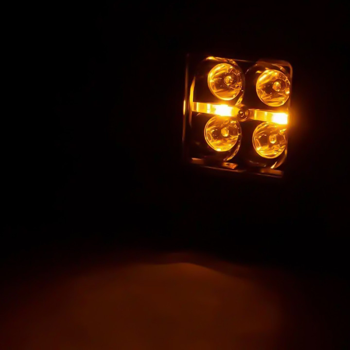 LED Lights 2 Inch Square Amber DRL Spot, Rough Country Black Series - EDK.ro