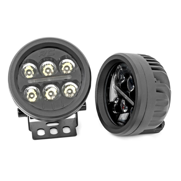 Lumini LED 3 5 Inch Rotunde Chihlimbar DRL, Rough Country Negru Series - EDK.ro