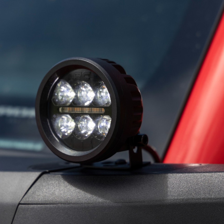 Lumini LED 3 5 Inch Rotunde Chihlimbar DRL, Rough Country Negru Series - EDK.ro
