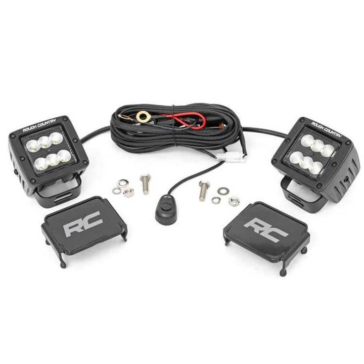 Square Cree LED Lights 2 Inch Spot Beam, Rough Country Black Series - EDK.ro