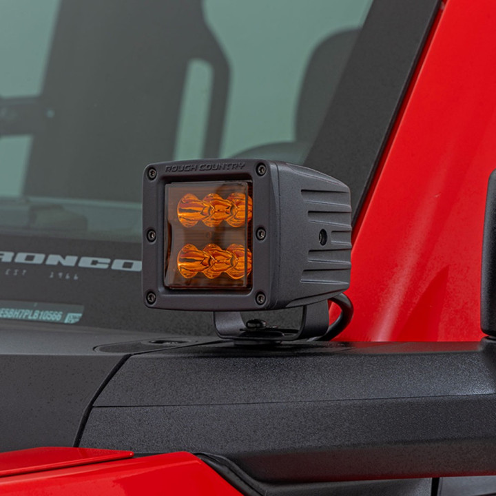Lumini LED Pătrate de 2 Inch Chihlimbar, Rough Country - EDK.ro