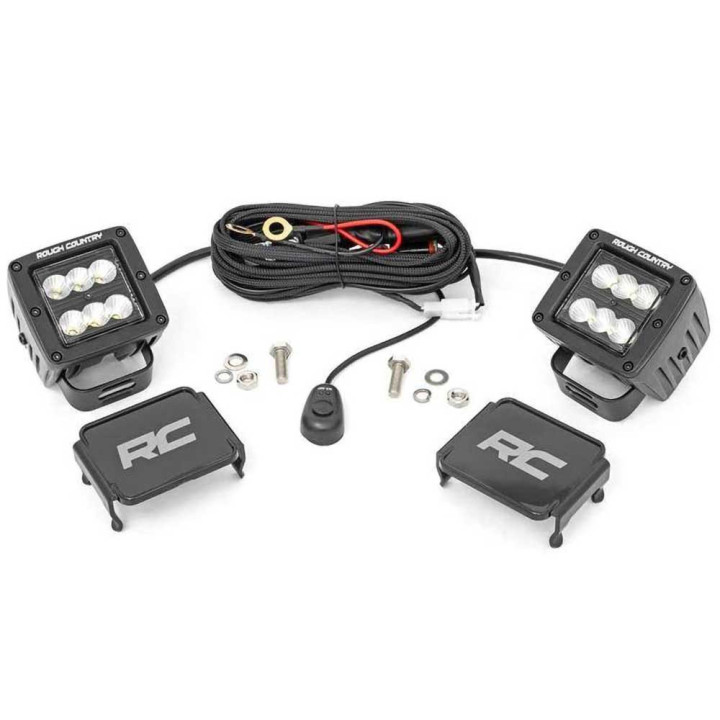 LED Lights 2 Inch Square Flood, Rough Country Black Series - EDK.ro