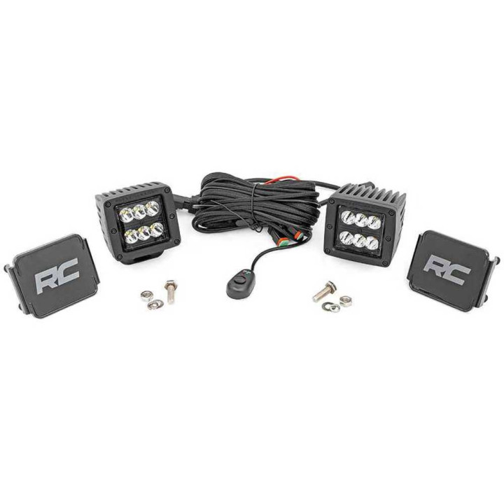 Lumini LED Pătrate de 2 Inch cu Foc Puternic, Rough Country Negru Series - EDK.ro
