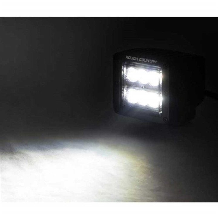 LED Lights 2 Inch Square Flood, Rough Country Black Series - EDK.ro