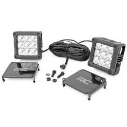 LED Lights 4 Inch Square White DRL, Rough Country Chrome Series - EDK.ro