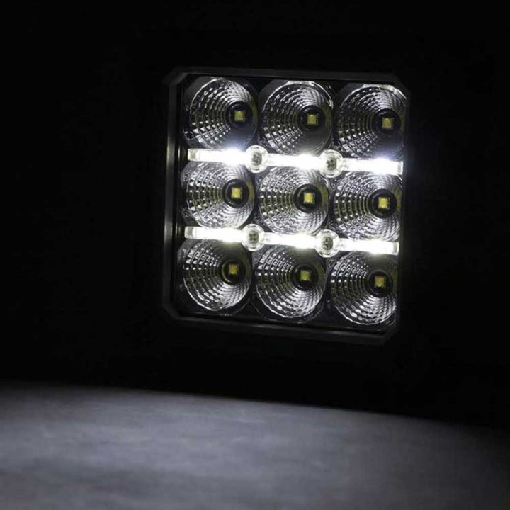 Lumini LED Pătrate de 4 Inch DRL Albe, Rough Country Chrome Series - EDK.ro