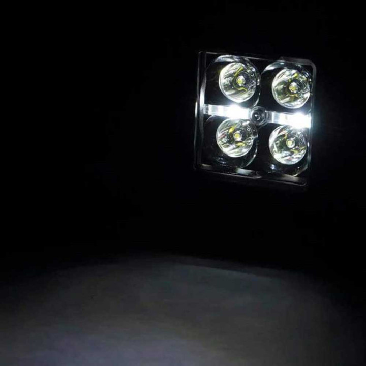 Spoturi LED Pătrate de 2 Inch cu Faruri DRL Albe, Rough Country Negru Series - EDK.ro
