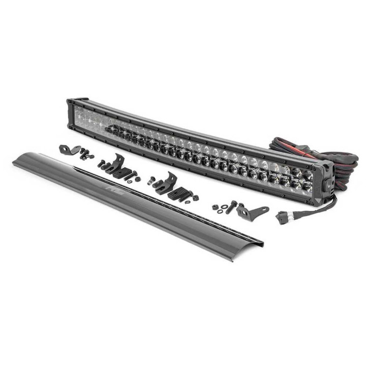 LED Light Bar 30 Inch Dual Row Curved Amber DRL Spot/flood, Rough Country Black Series - EDK.ro