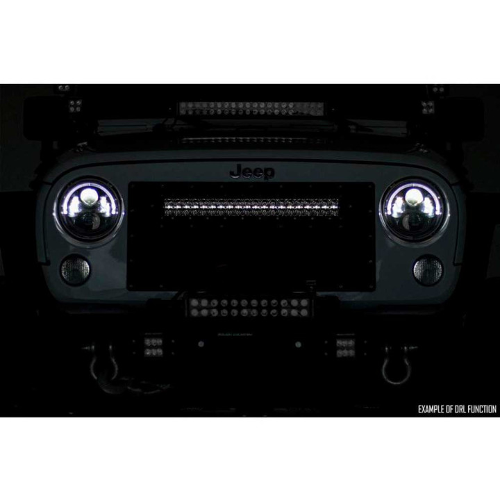 Bară LED 30 Inch cu Două Rânduri de Lumini Curbate cu Spot/flood DRL Chihlimbar, Rough Country Negru Series - EDK.ro