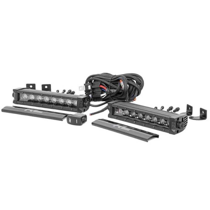 LED Light Bars 8 Inch Single Row White DRL Spot, Rough Country Black Series - EDK.ro