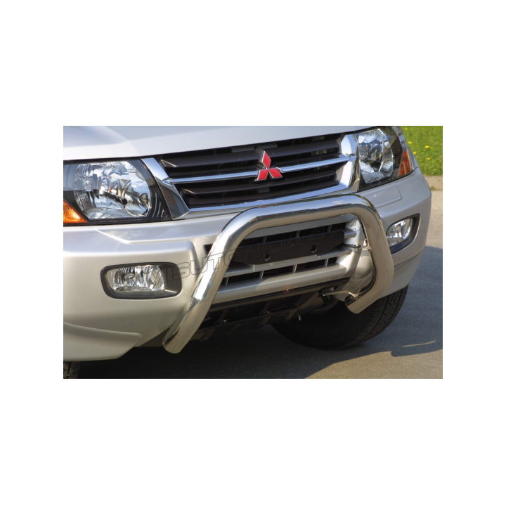 EC Homologated Bullbar, Misutonida 4x4 Super Bar, Color Silver, Mitsubishi Pajero 2000 - 2002 - EDK.ro