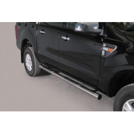 Praguri Laterale, Misutonida 4x4 Grand Footboard cu Treaptă din Cauciuc, Culoare Argintiu, Ford Ranger 2012 - 2018 - EDK.ro