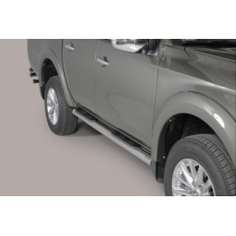 Praguri Laterale, Misutonida 4x4 Grand Footboard cu Treaptă din Cauciuc, Culoare Argintiu, Mitsubishi L200 2015 - 2018 - EDK.ro