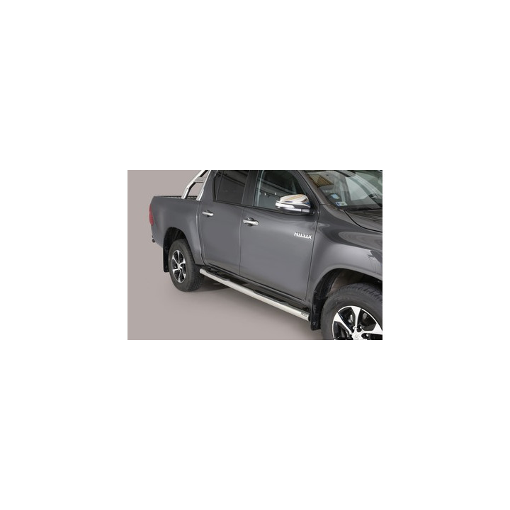 Praguri Laterale, Misutonida 4x4 Grand Footboard cu Treaptă din Cauciuc, Culoare Argintiu, Toyota Hilux 2021 - Prezent - EDK.ro