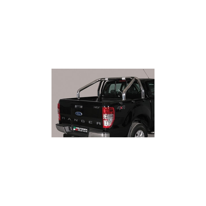 Stainless Steel Rollbar, Misutonida 4x4 Tonneau 2 Pipes, Black Color, Ford Ranger 2012 - Present - EDK.ro