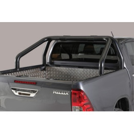 Stainless Steel Rollbar, Misutonida 4x4 Tonneau 2 Pipes, Silver Color, Toyota Hilux 2016 - Present - EDK.ro
