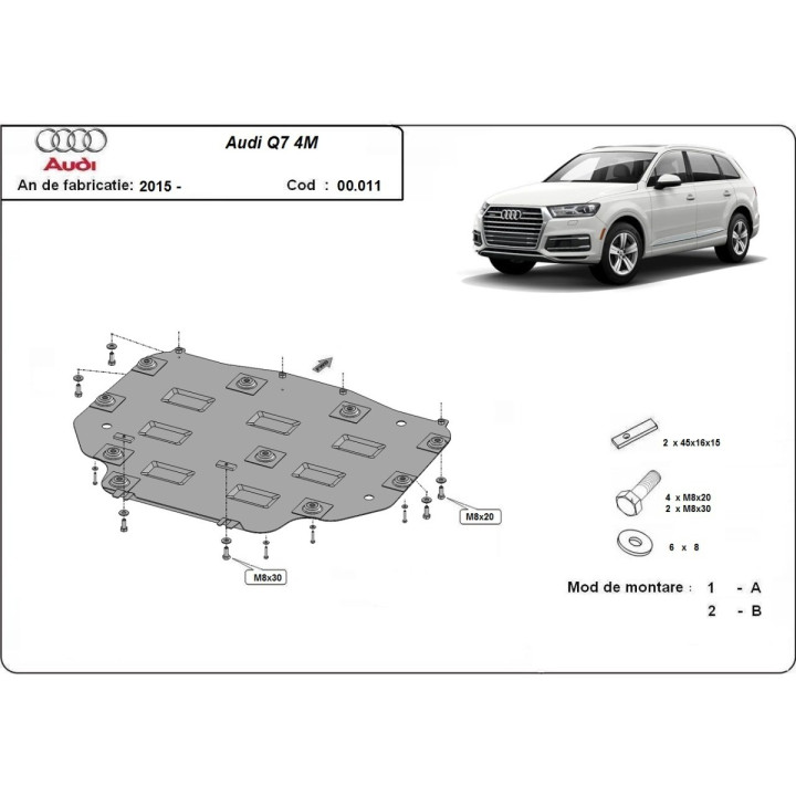 Skid Plate for Gearbox, Scut Protection, Audi Q7 2015 - Present - EDK.ro