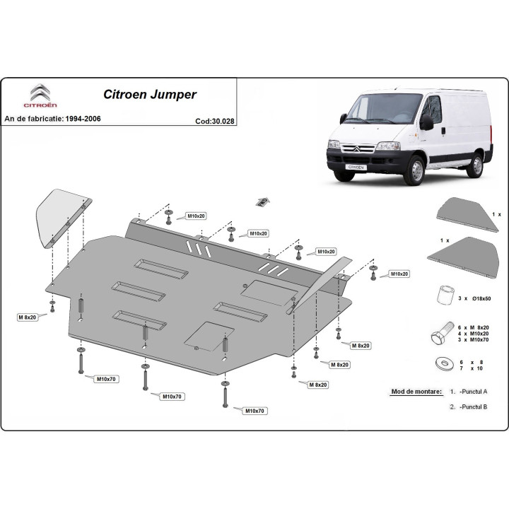 Skid Plate for Engine, Scut Protection, Citroën Jumper 1995 - 2006 - EDK.ro