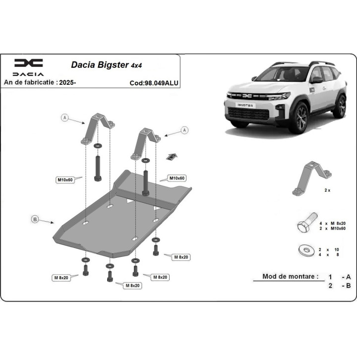 Scut Diferențial din Aluminiu, Scut Protection 4x4, Dacia Bigster 2025 - Prezent - EDK.ro