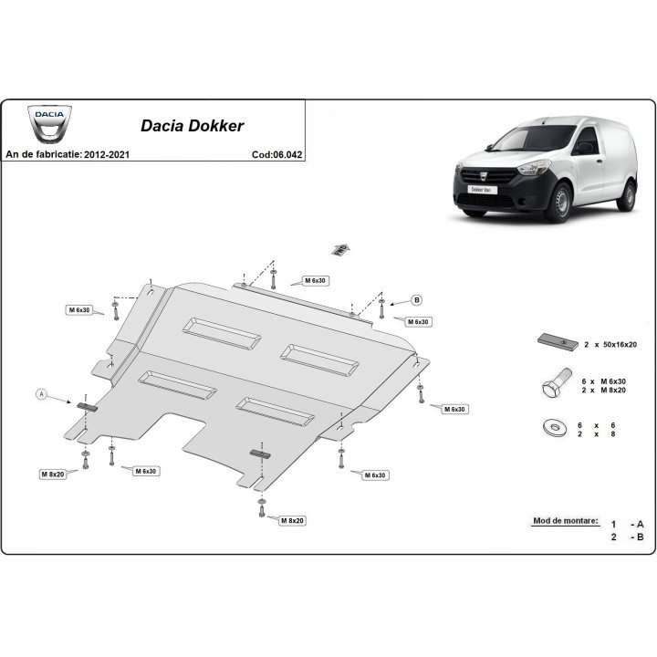 Scut Motor, Scut Protection, Dacia Dokker 2012 - 2021 - EDK.ro