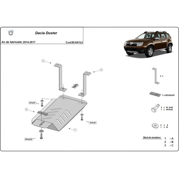 Scut Diferențial, Scut Protection 4x4, Dacia Duster 2014 - 2017 - EDK.ro