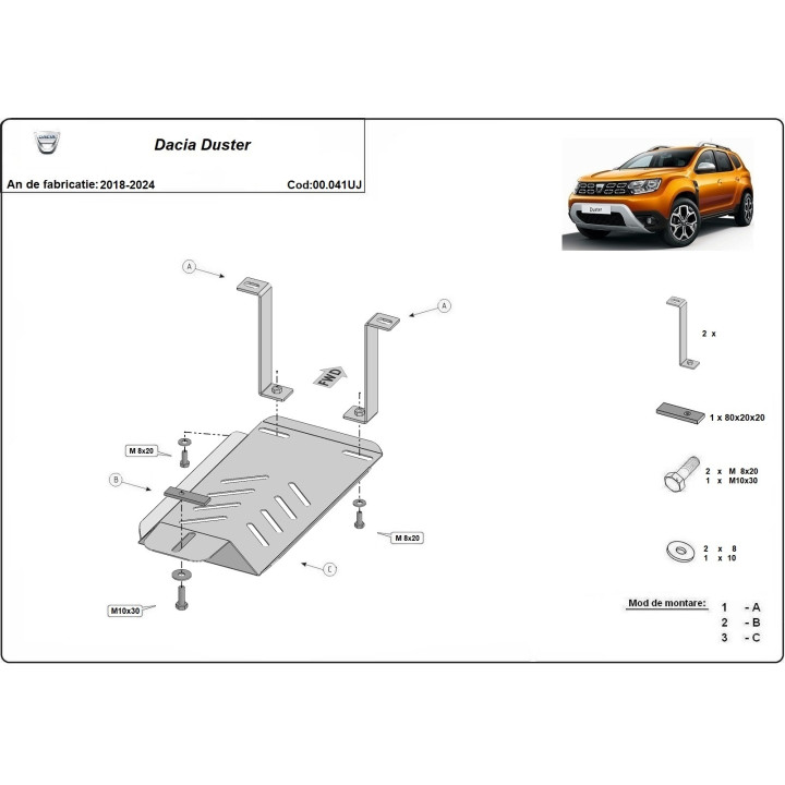 Scut Diferențial, Scut Protection 4x4, Dacia Duster 2018 - 2024 - EDK.ro