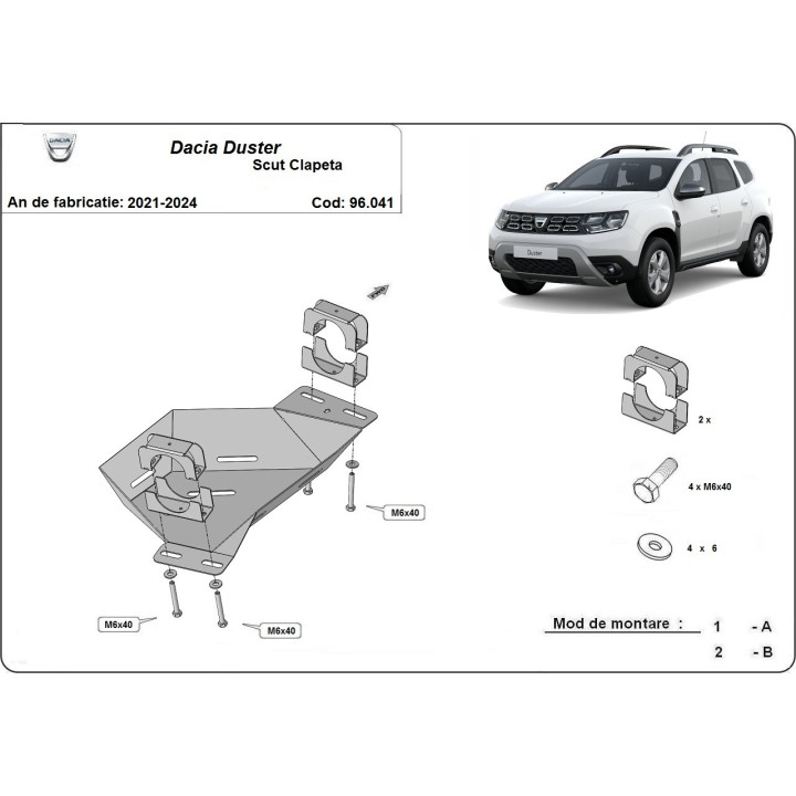 Skid Plate for Flap, Scut Protection, Dacia Duster 2021 - 2024 - EDK.ro