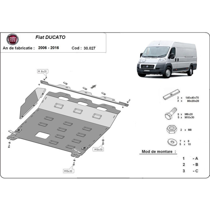 Scut Motor, Scut Protection, Fiat Ducato 2006 - 2016 - EDK.ro