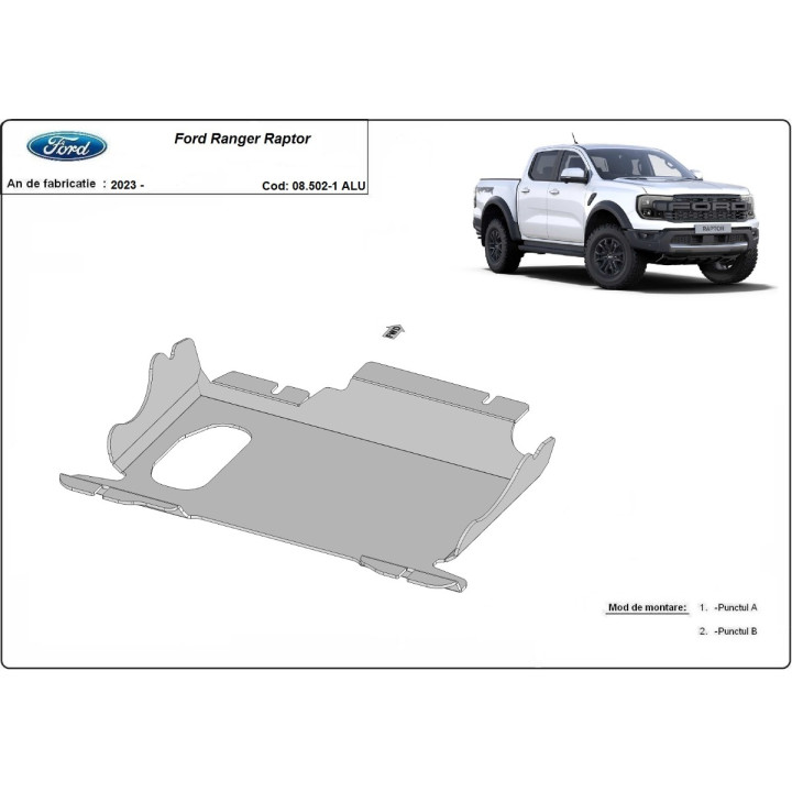 Scut Motor din Aluminiu, Scut Protection și Front Assembly, Ford Ranger Raptor 2023 - Prezent - EDK.ro
