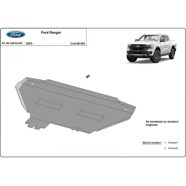 Skid Plate for Radiator, Scut Protection, Ford Ranger 2023 - Present - EDK.ro