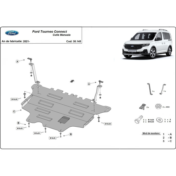 Scut Motor, Scut Protection Tourneo Connect Cutie Manuală, Ford Transit Connect 2021 - Prezent - EDK.ro