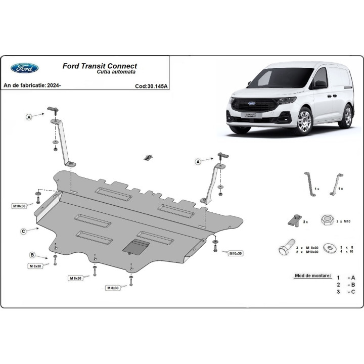 Scut Motor, Scut Protection Cutie Automată, Ford Transit Connect 2024 - Prezent - EDK.ro