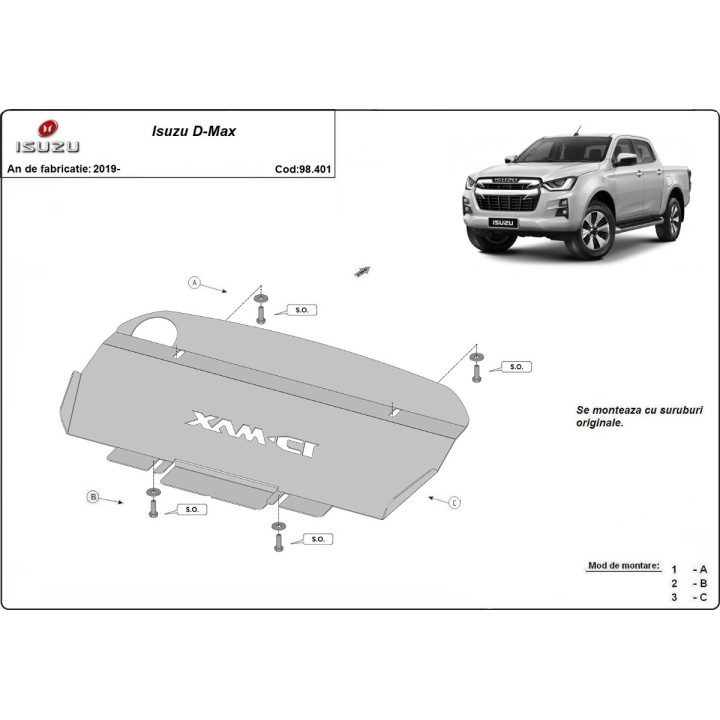 Scut Radiator, Scut Protection, Isuzu D-Max 2019 - Prezent - EDK.ro