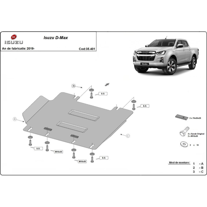 Scut Motor, Scut Protection, Isuzu D-Max 2019 - Prezent - EDK.ro