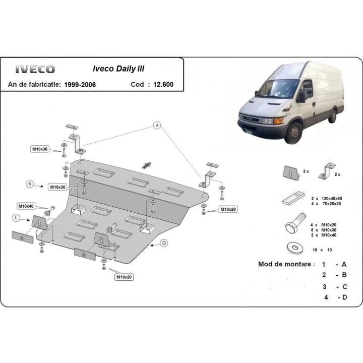 Skid Plate for Engine, Scut Protection 3, Iveco Daily 1999 - 2006 - EDK.ro