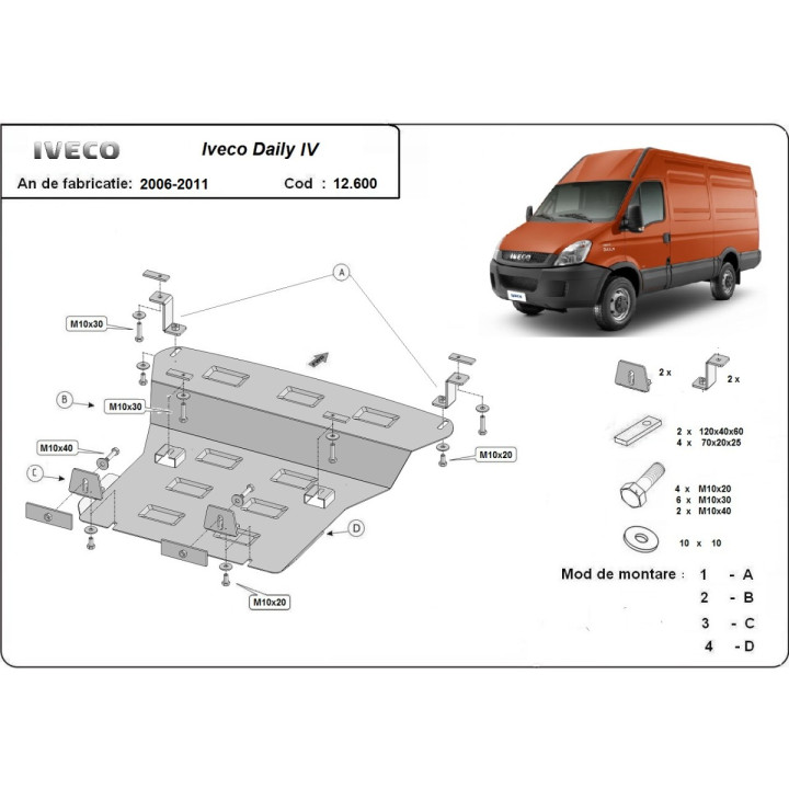 Skid Plate for Engine, Scut Protection 4, Iveco Daily 2006 - 2011 - EDK.ro
